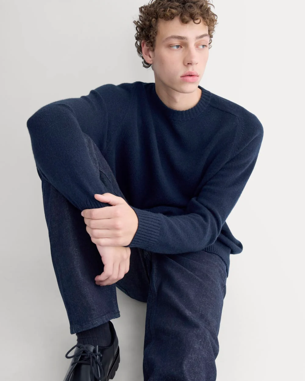 Midweight Cashmere Crew |  Navy