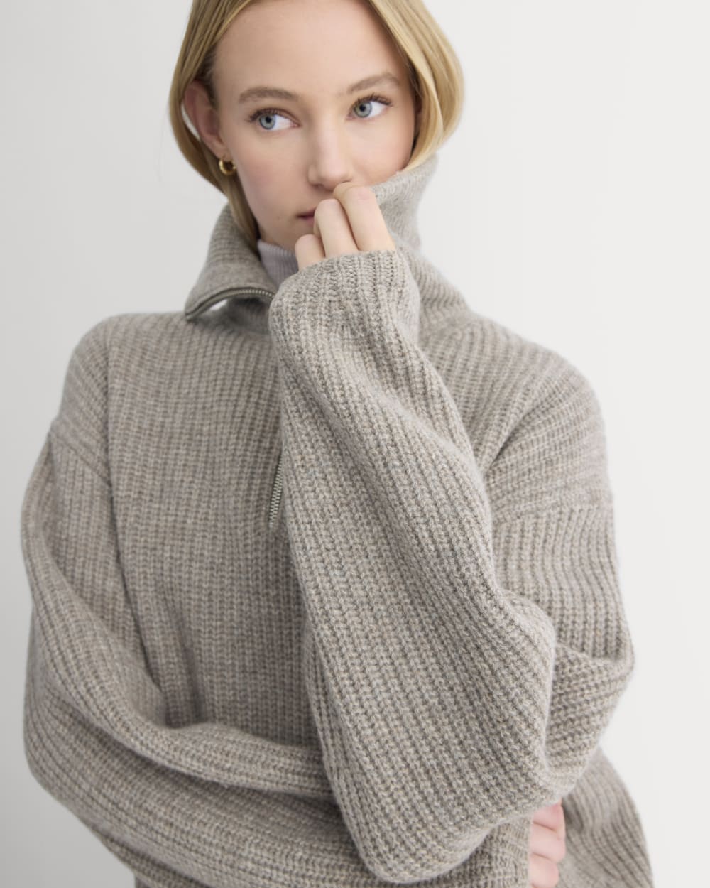 The Half-Zip Sweater in Luxe Merino | Heather Soft Taupe