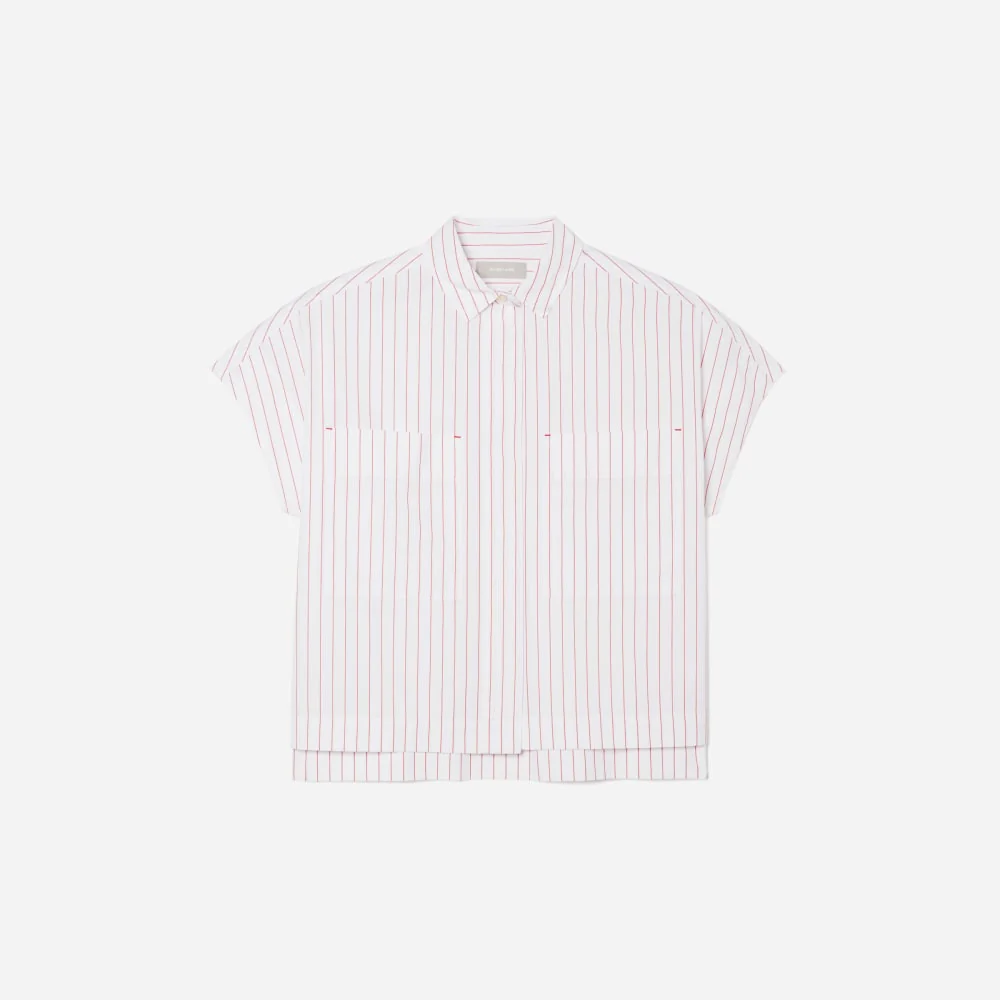 The Short-Sleeve Box Shirt | Red Pinstripe