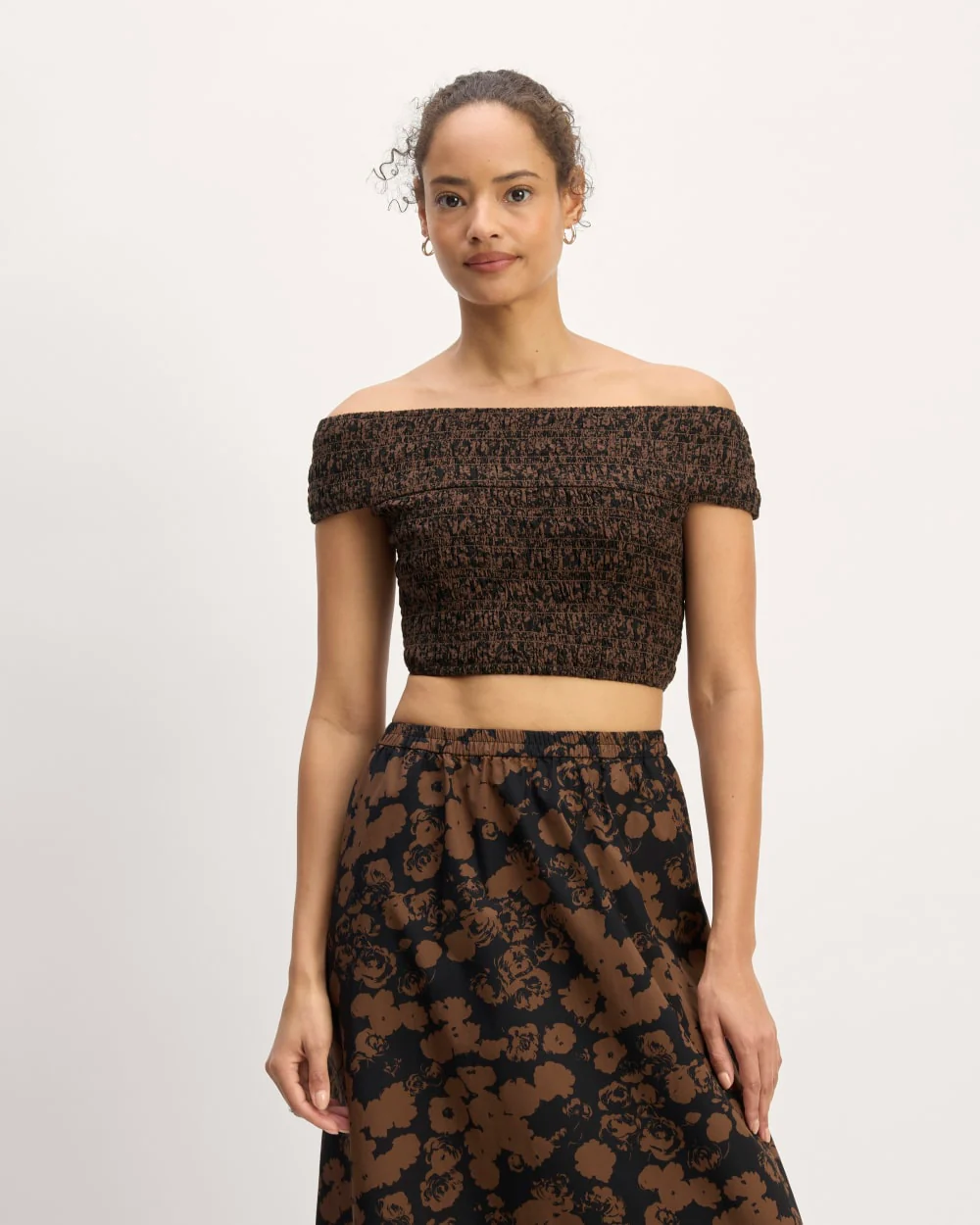 The Gauze Smock Top | Black / Cocoa Small Floral