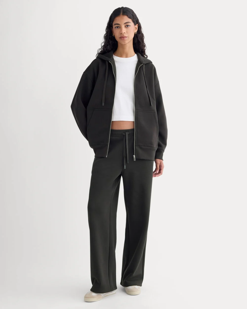 Luxe Fleece Oversized Full-Zip Hoodie | Black