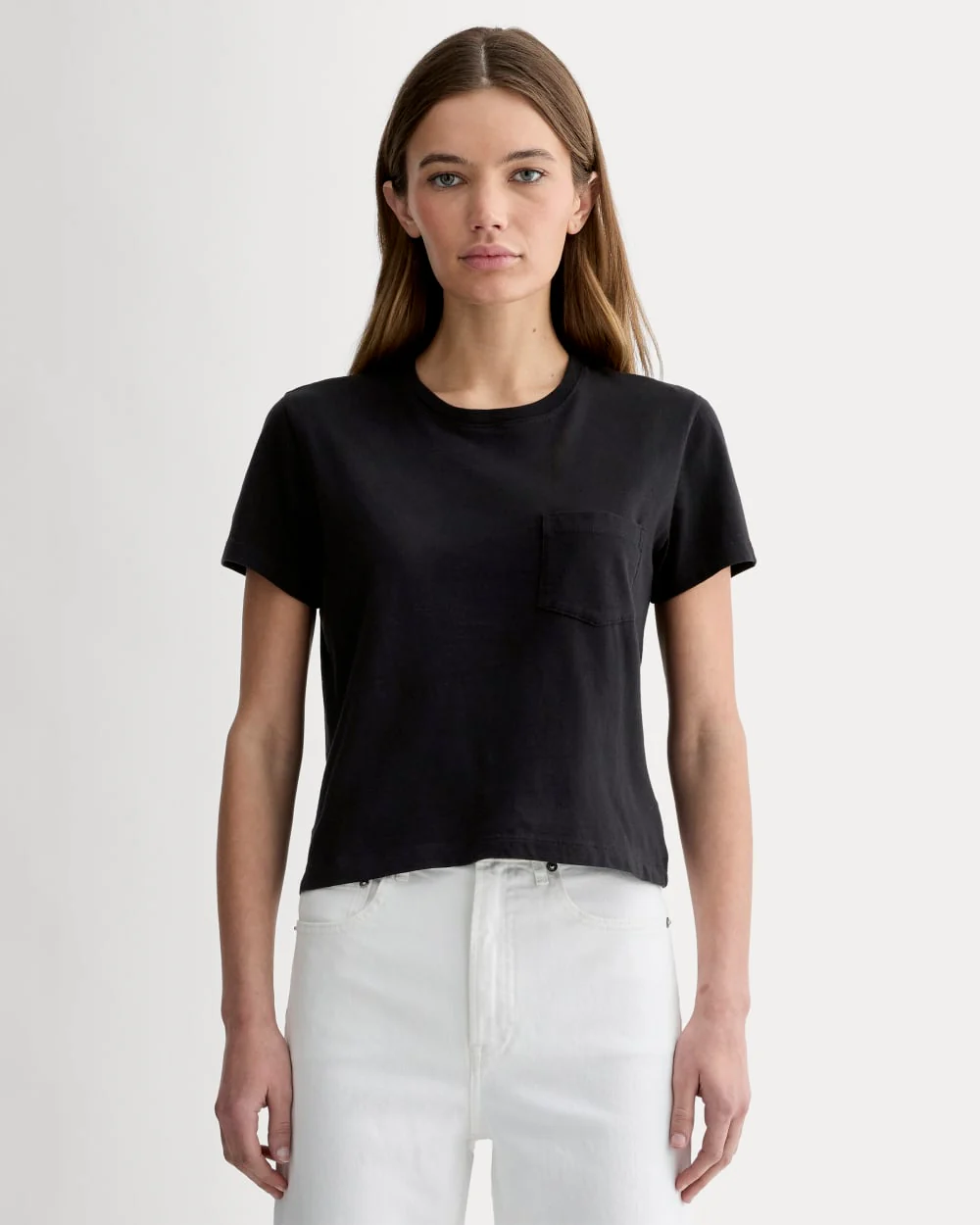 The Box-Cut Tee in Essential Cotton | Black | Pocket