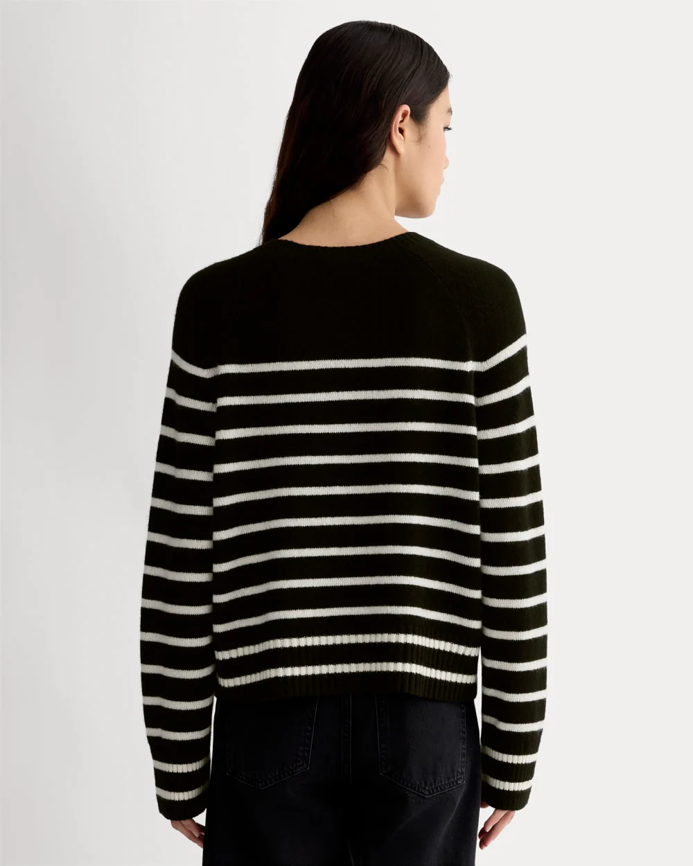 The Boxy Crew in Cashmere | Black / Bone