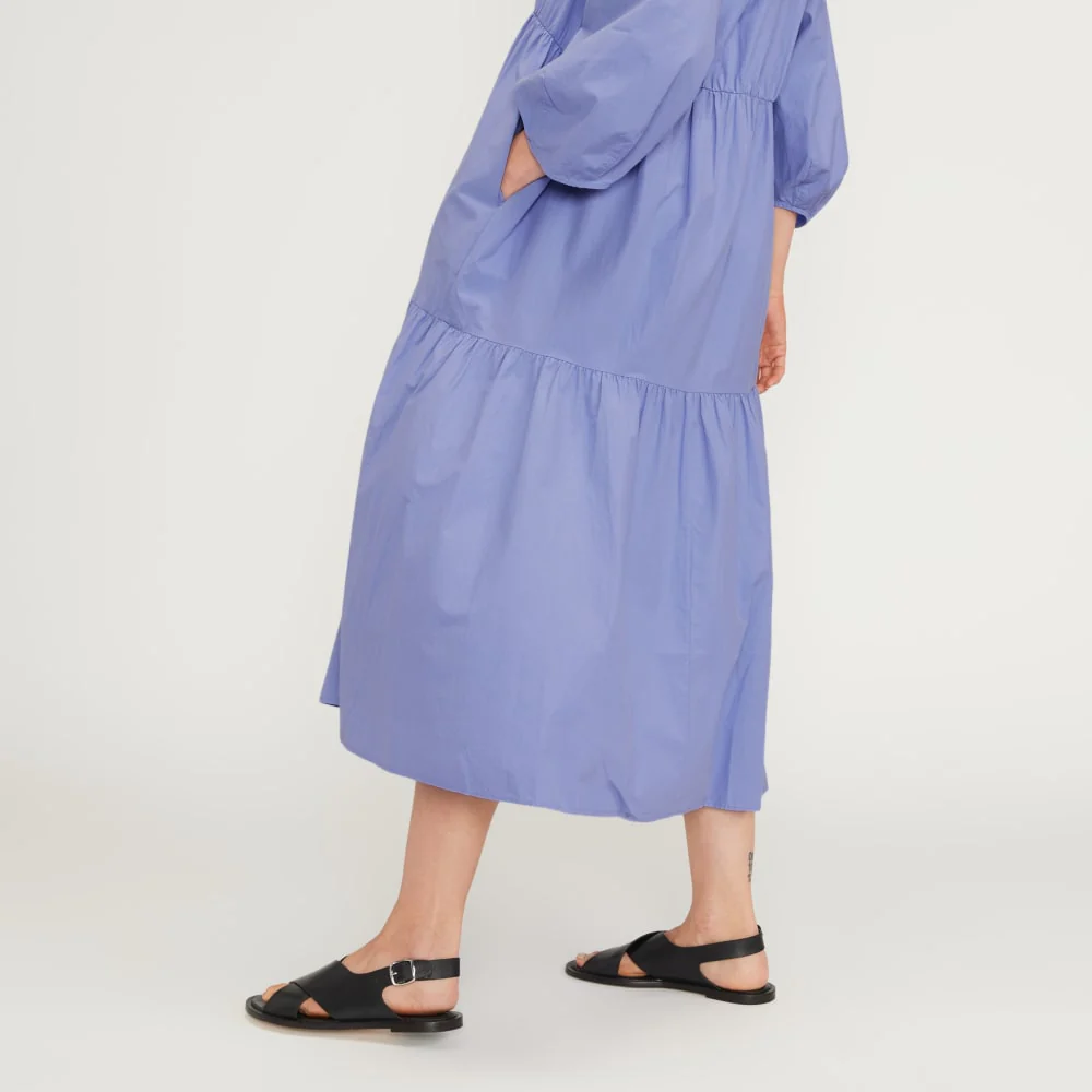 The Poplin Tiered Dress | Cornflower Blue