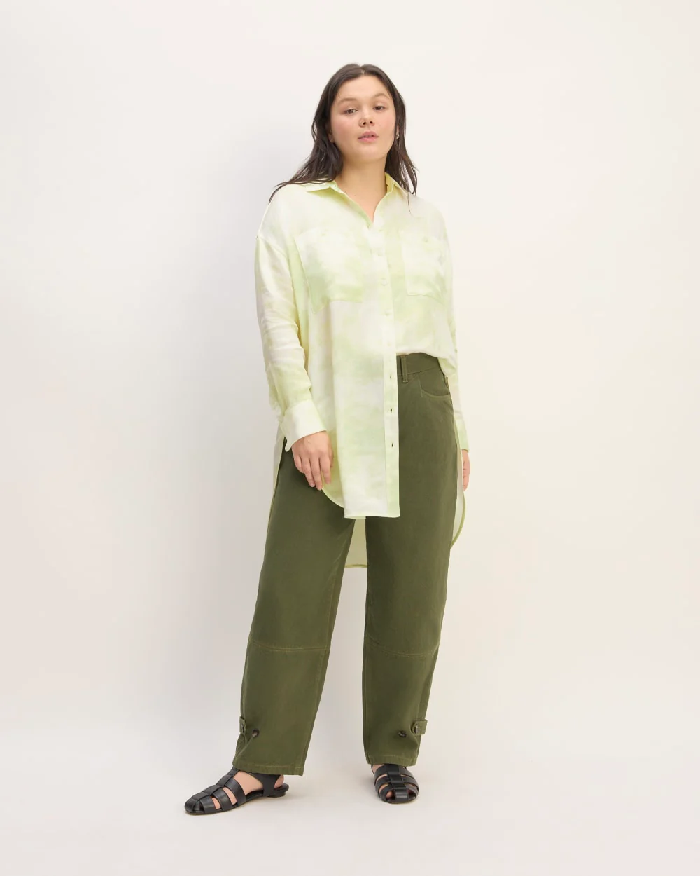 The Everlane x Marques' Almeida Satin Tie-Dye Shirt | Seafoam Tie-Dye