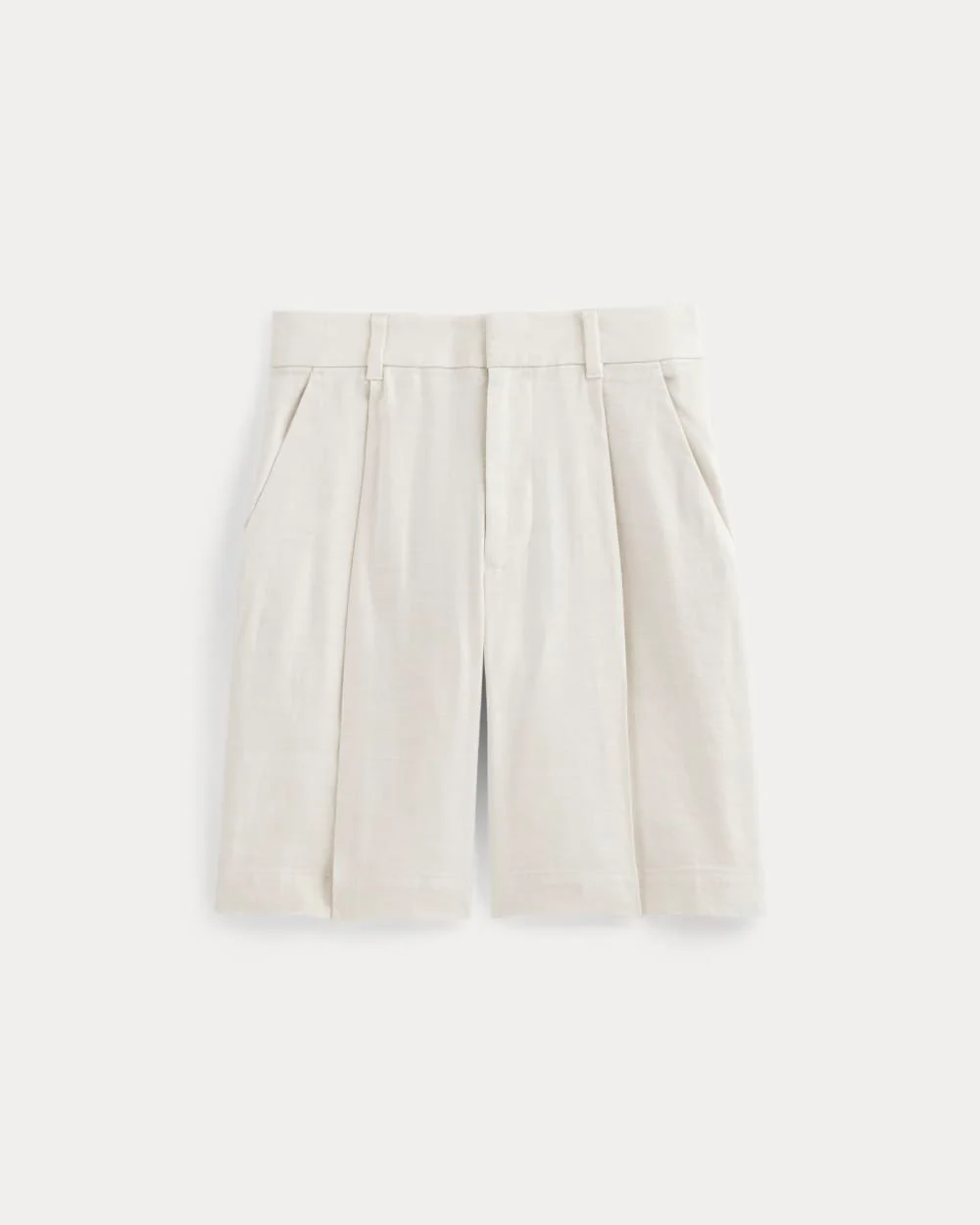The Pleated Short in Stretch Linen | Natural Chambray