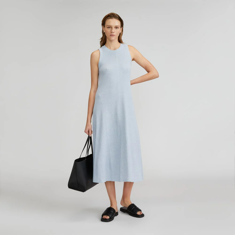 The  Organic Cotton Waffle Tank Dress | Heathered Periwinkle