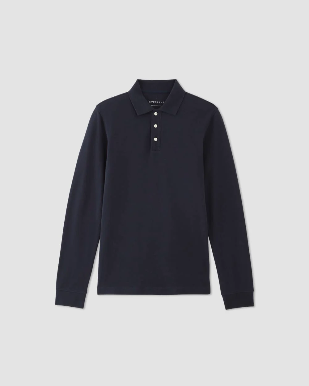 The Long-Sleeve Pique Polo | Deep Navy