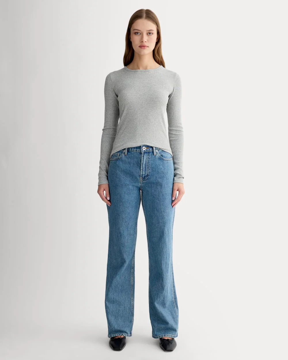 The Luxe Rib Long-Sleeve Crew | Washed Heathered Grey