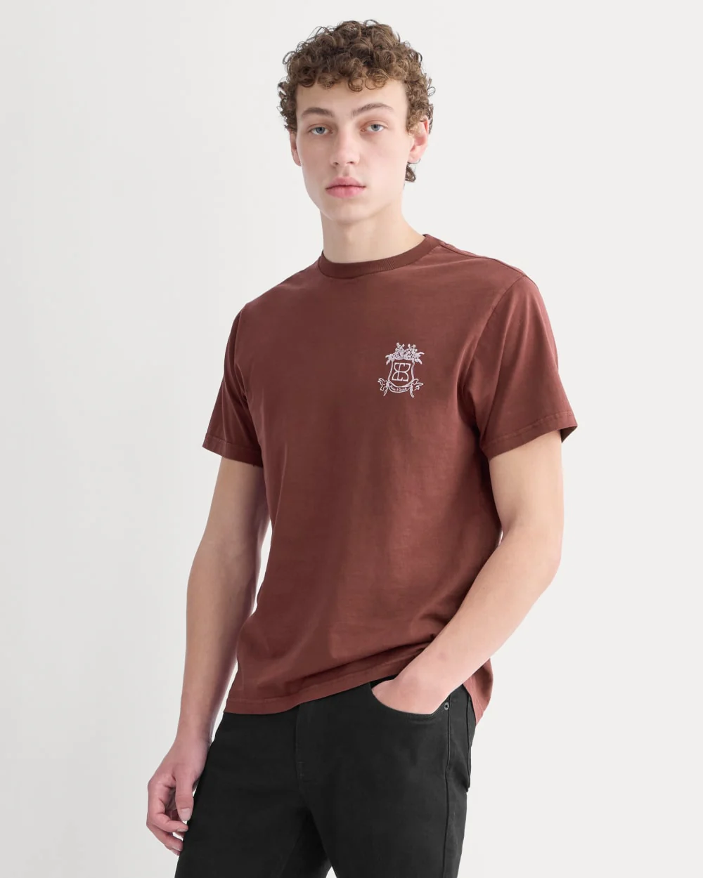 Everlane x Peace and Quiet Crest Graphic Tee | Wine