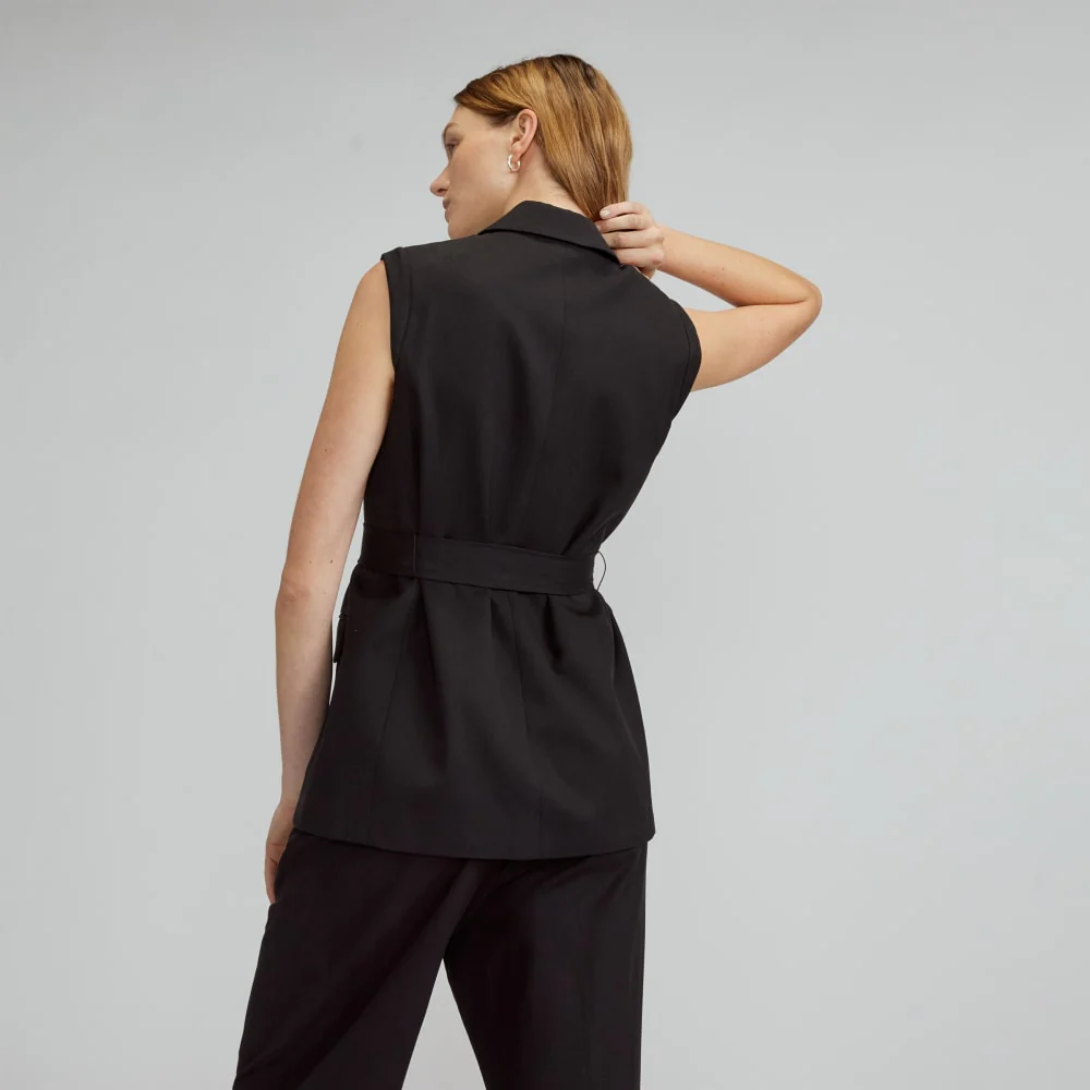 The Sleeveless Blazer in Buttersmooth | Black