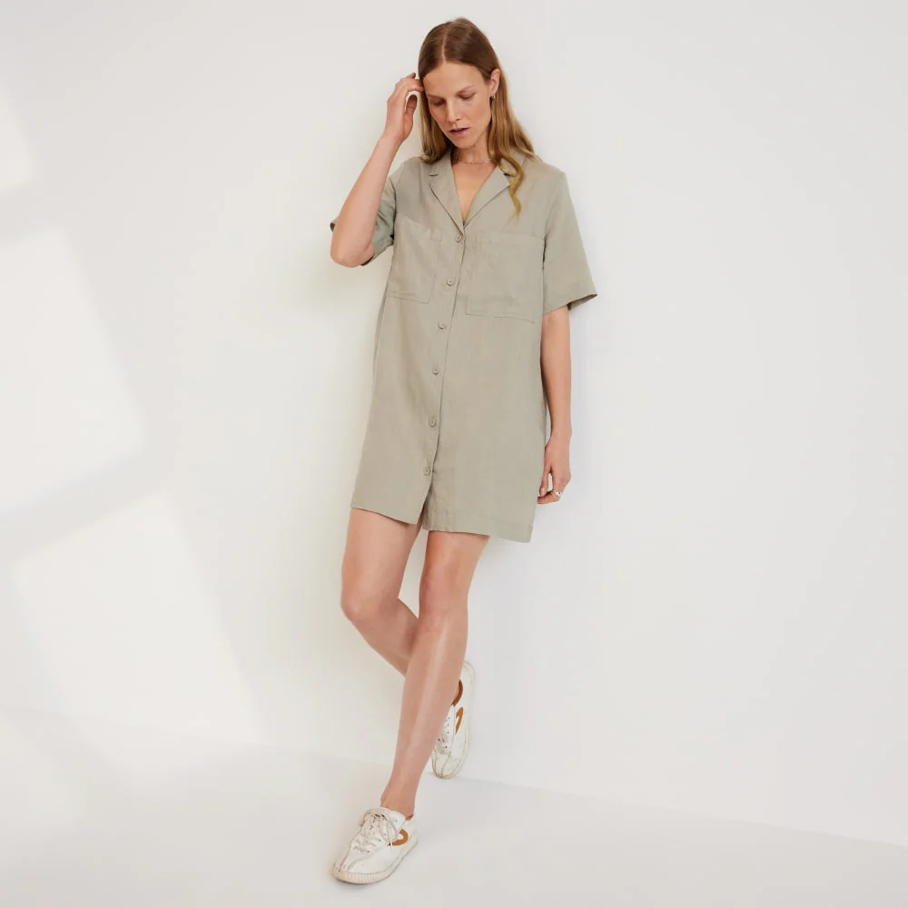 The Linen Workwear Dress | Seagrass