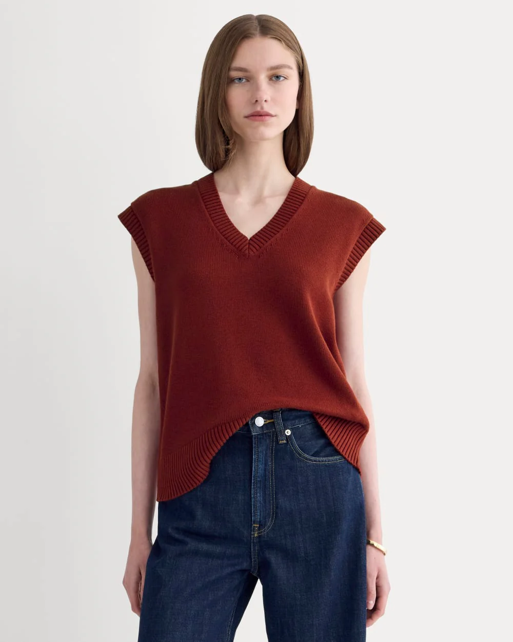 The Boxy Vest in Everyday Cotton | Merlot