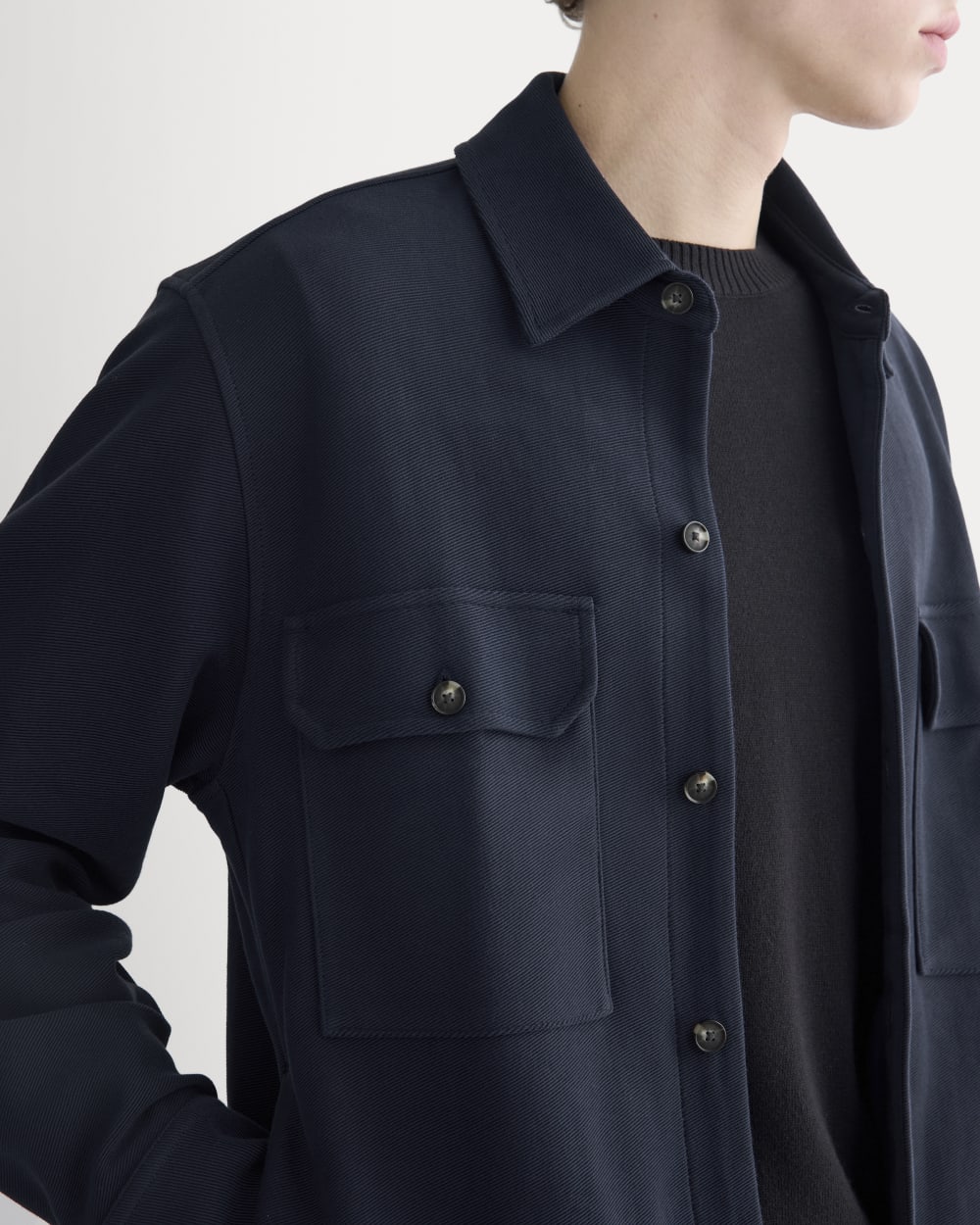 Relaxed Knit Utility Shirt | Navy