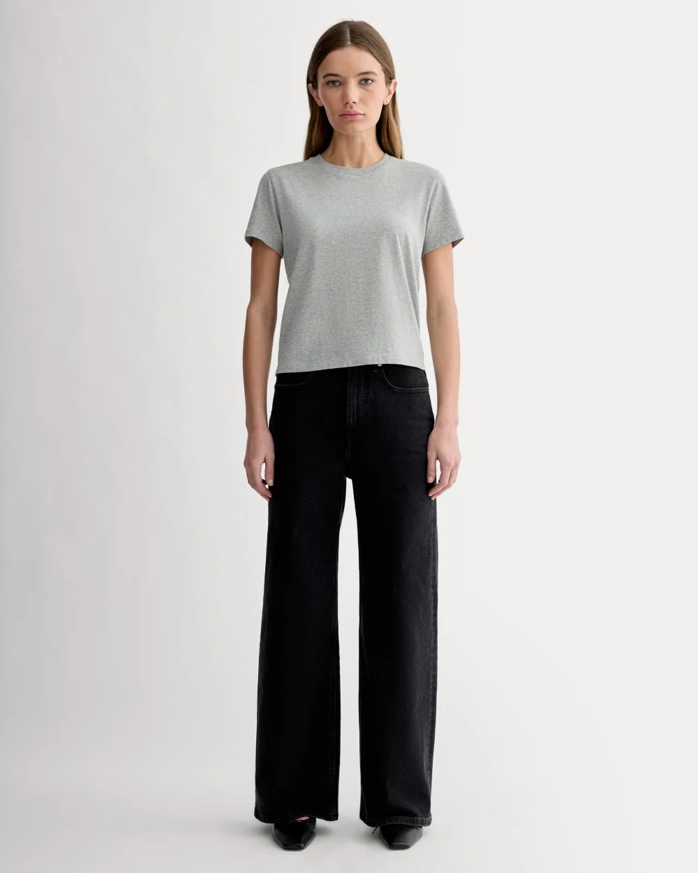 The Box-Cut Tee in Essential Cotton |  Heathered Grey | No Pocket