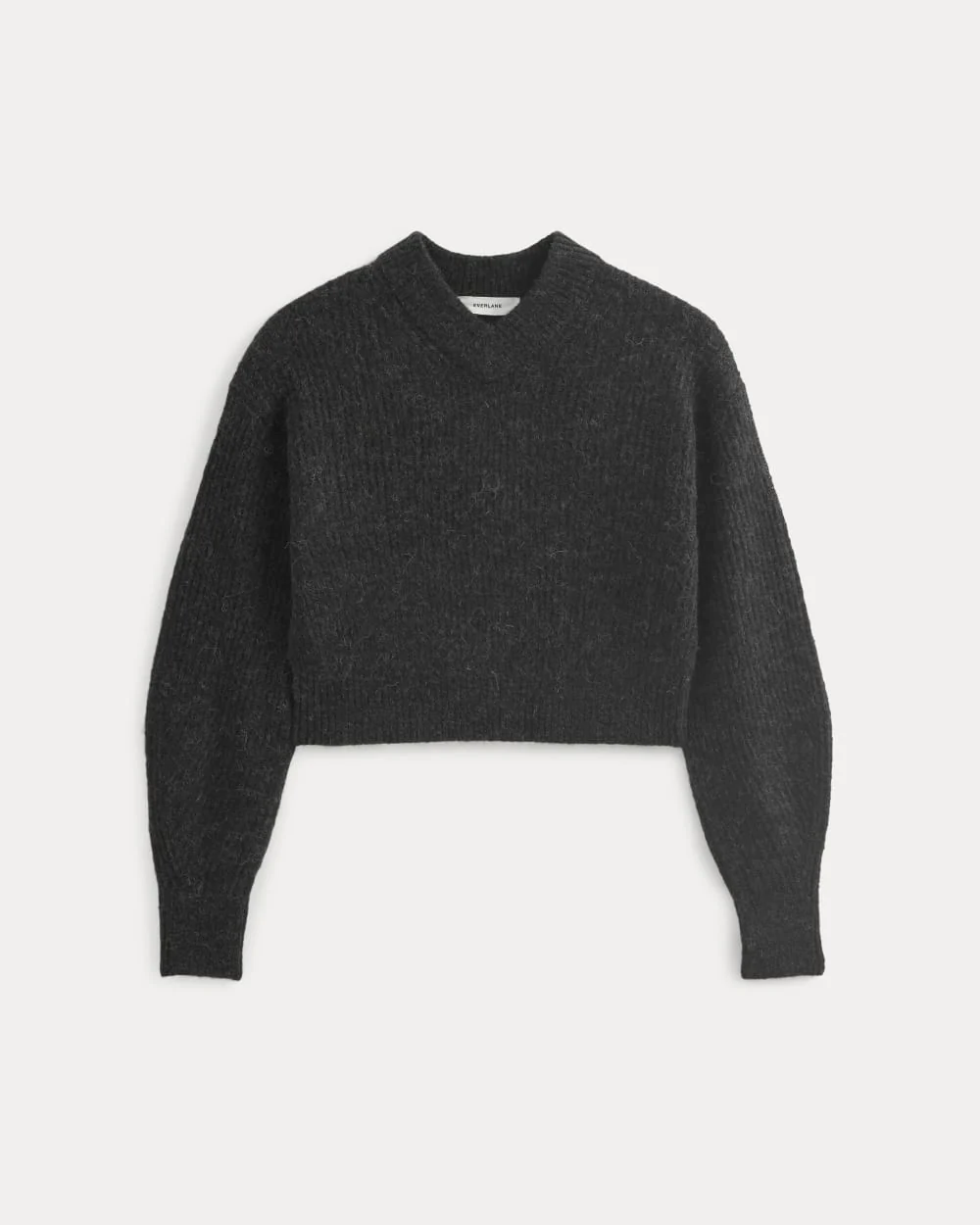 Cropped Cocoon Sweater in Alpaca | Heathered Black