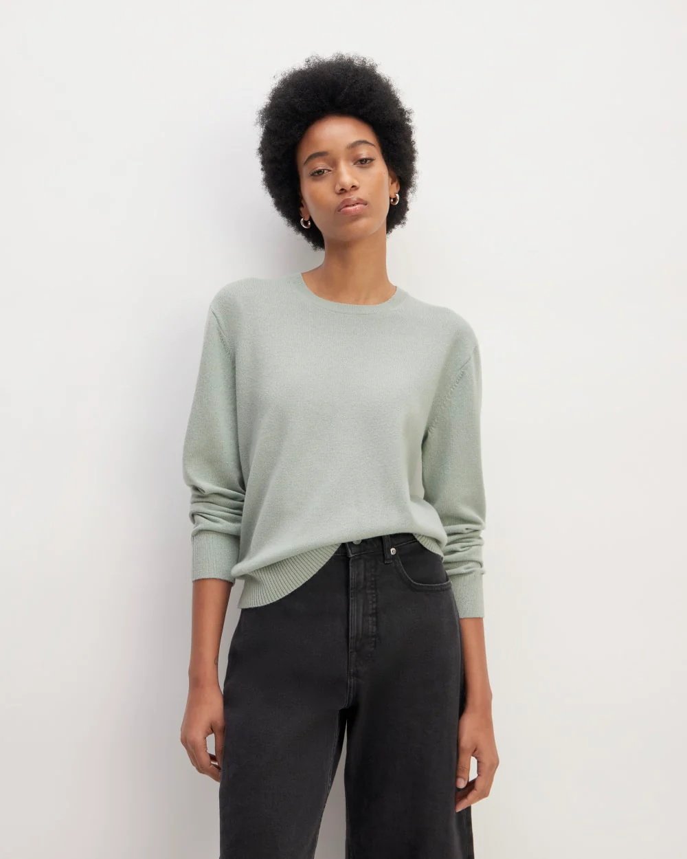 The Classic Crew in Cashmere | Light Sage Green
