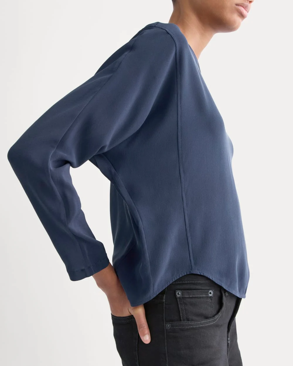 Dolman Top in Washable Silk | Navy