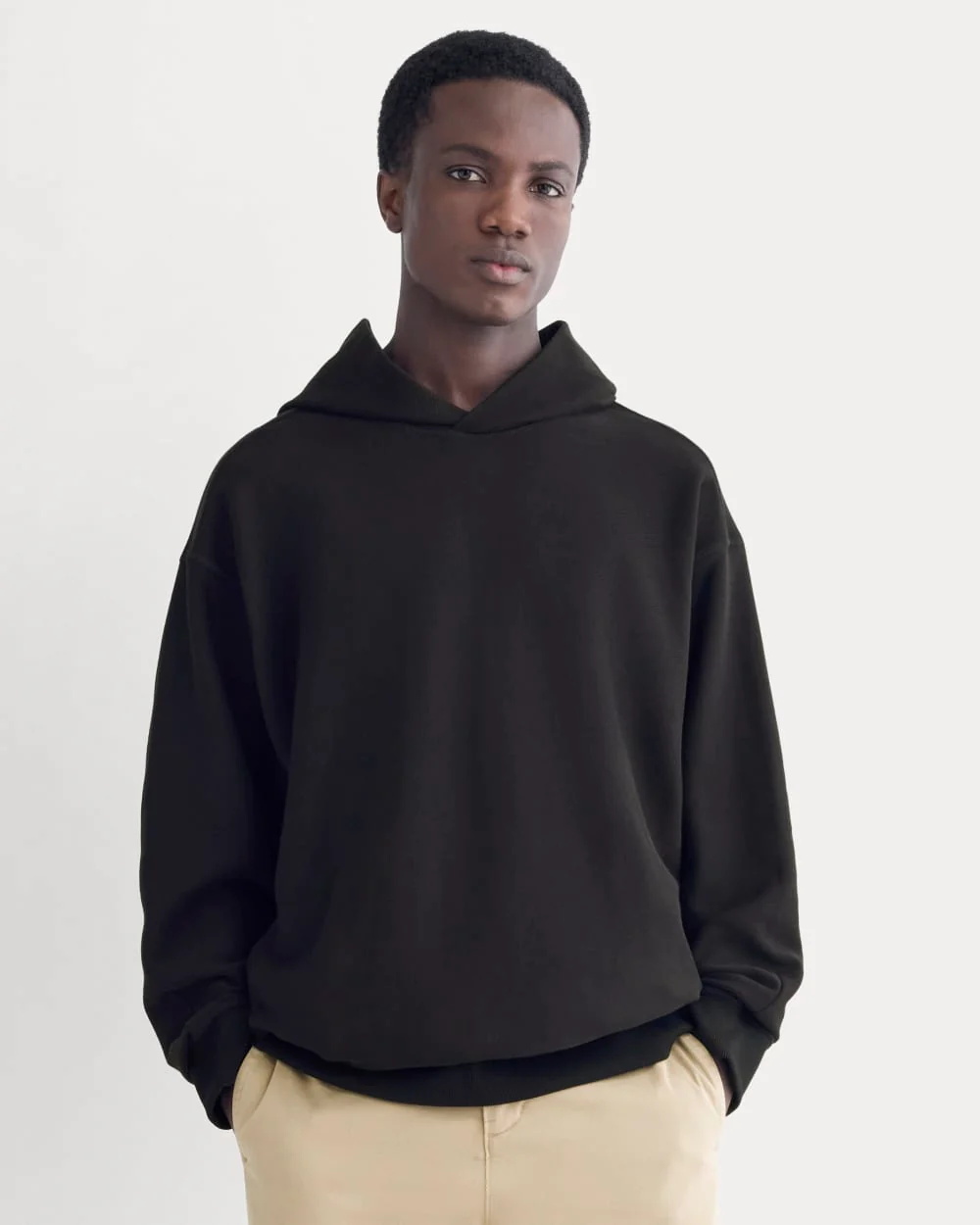 Twill Terry Jacquard Hoodie | Black
