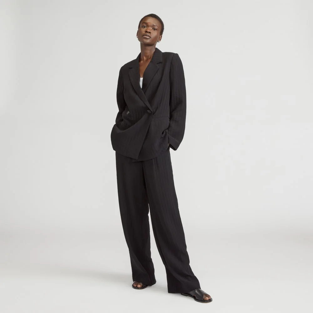 The Drapey City Stripe Blazer | Black