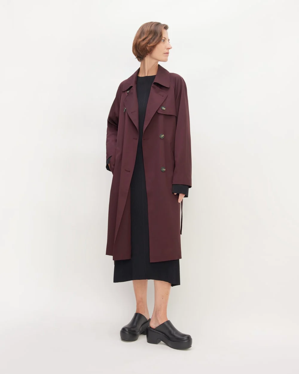 The Italian Wool Modern Trench | Burgundy