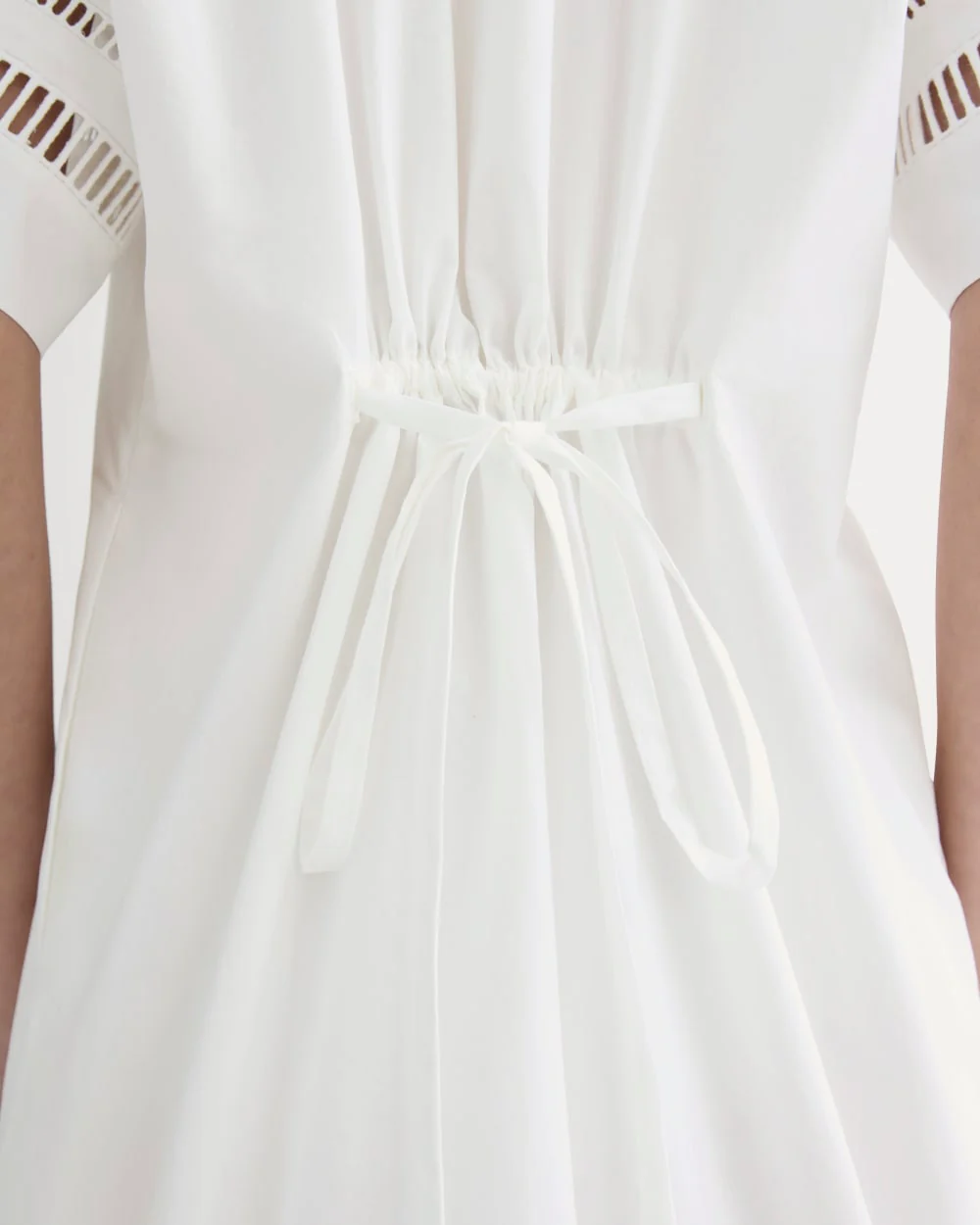 The Lace Trim Popover Dress | White