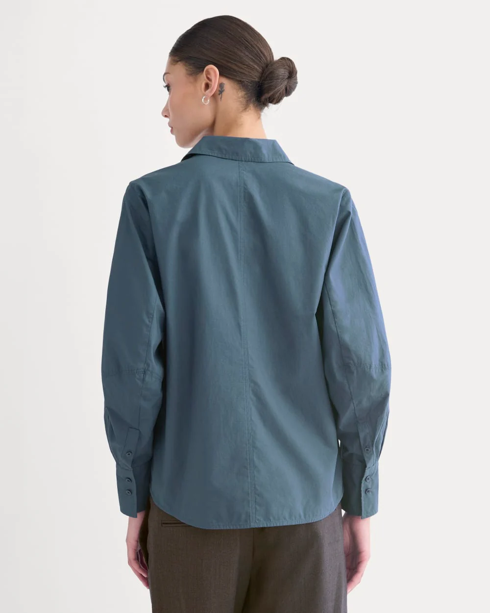 Lantern-Sleeve Shirt in Lightweight Cotton | Deep Lazuli Blue