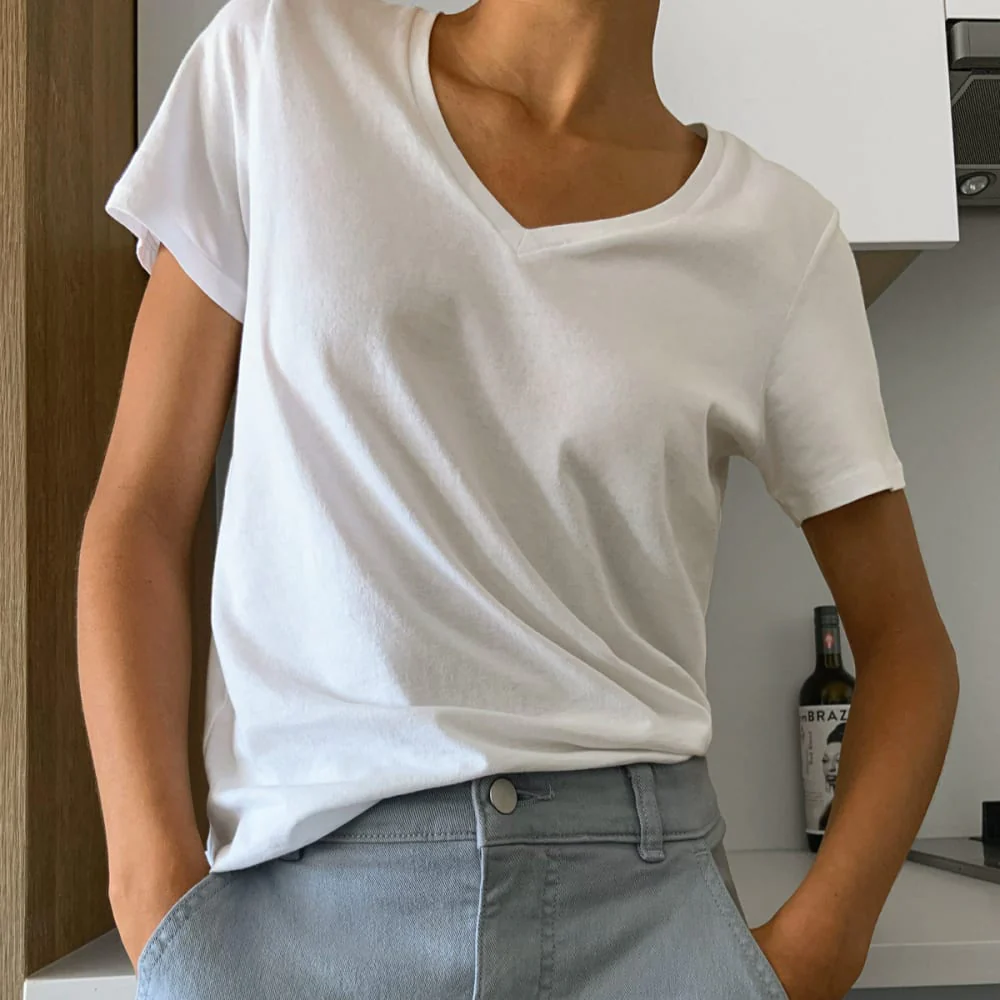 The Organic Cotton V-Neck | White