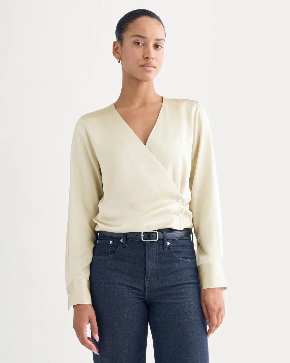 Wrap Top in Silk Charmeuse | Peyote