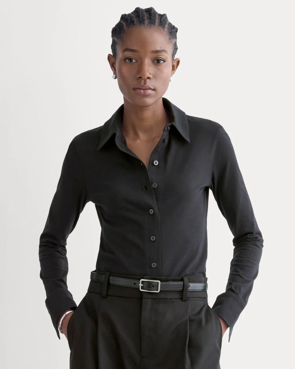 Button-Up Shirt in Essential Cotton | Black