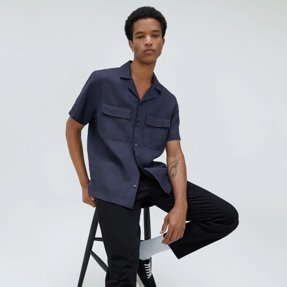 The Resort Shirt in Linen | Deep Navy