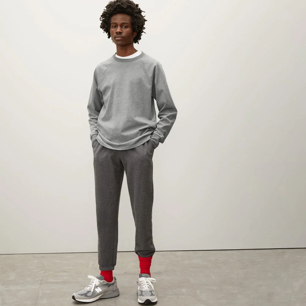 The Premium-Weight Long-Sleeve Crew | Uniform | Mid Heathered Grey