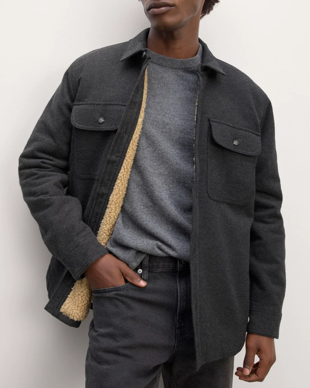 The ReNew Fleece-Lined Heavyweight Overshirt | Heather Charcoal