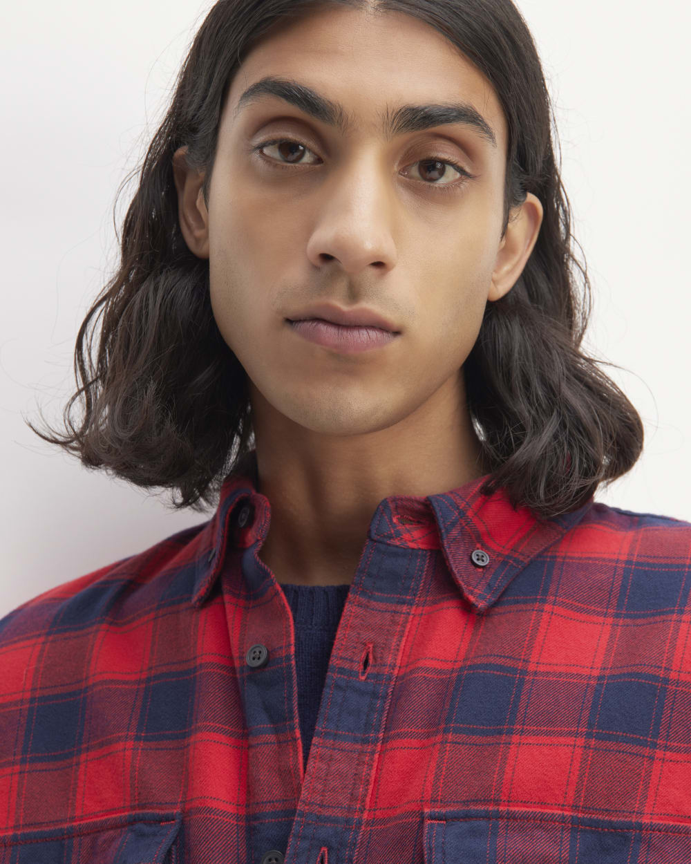 The Brushed Flannel Shirt | Haute Red / Bellwether Blue