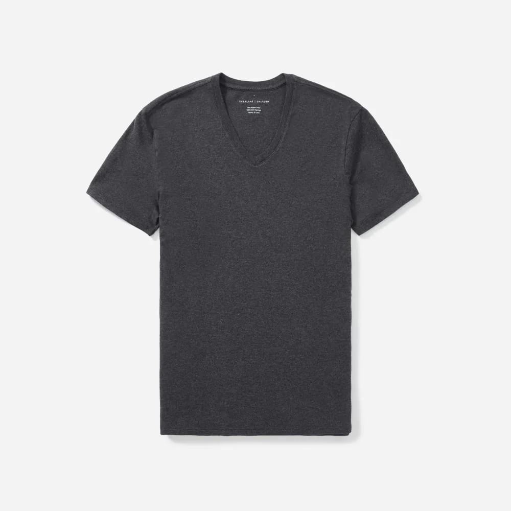The Organic Cotton V-Neck Tee | Heather Charcoal