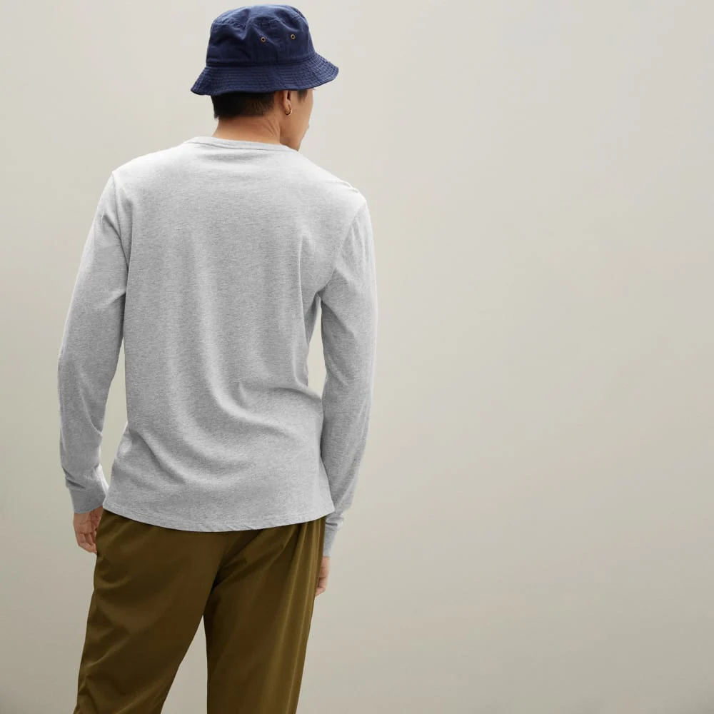 The Organic Cotton Long-Sleeve Pocket Tee |  Heathered Grey
