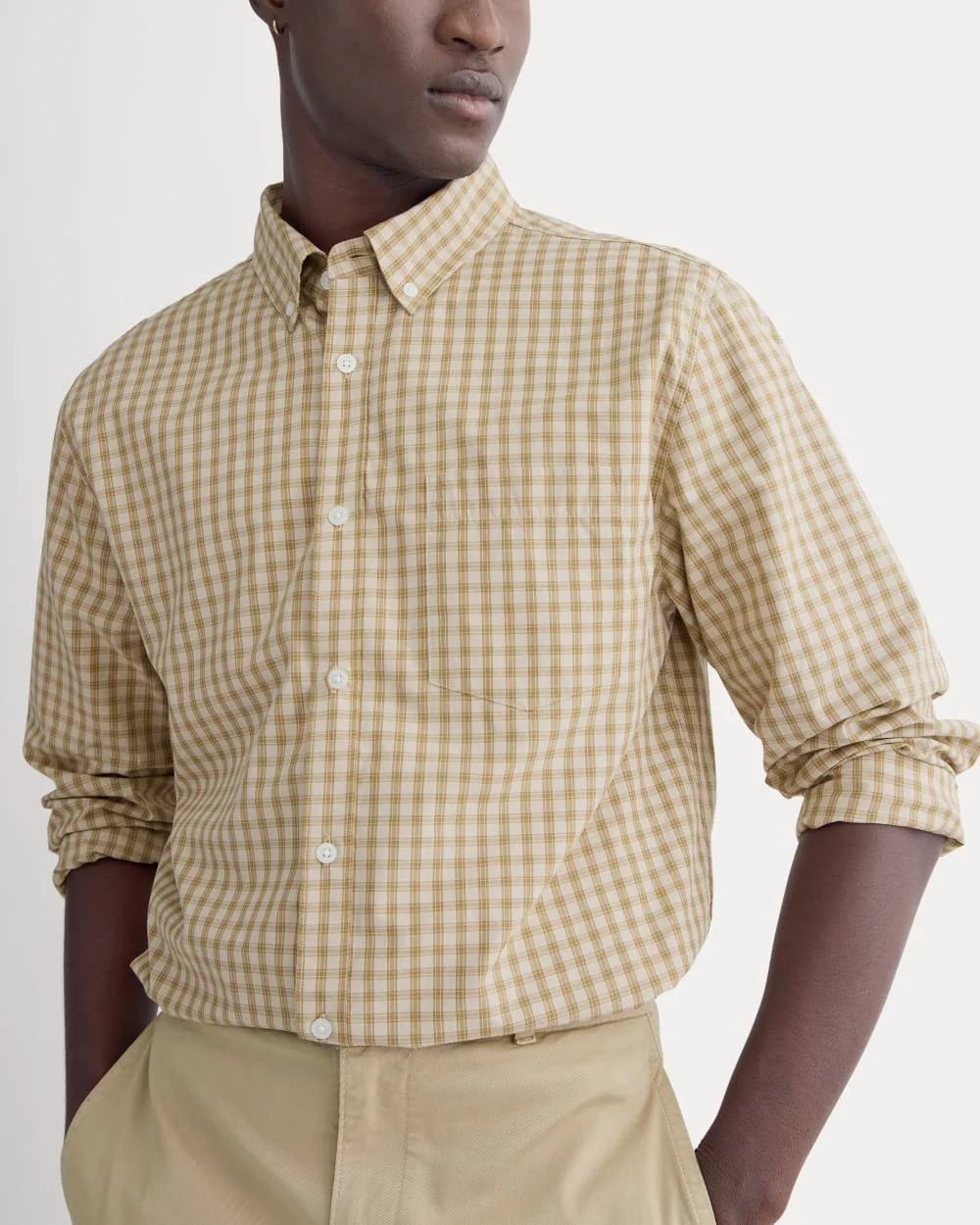 Washed Poplin Shirt | Aged Brass Plaid