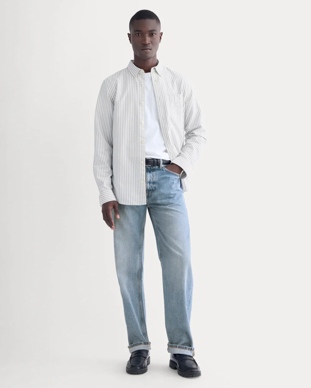 The Slim Oxford Shirt | Bone / Navy | Tall