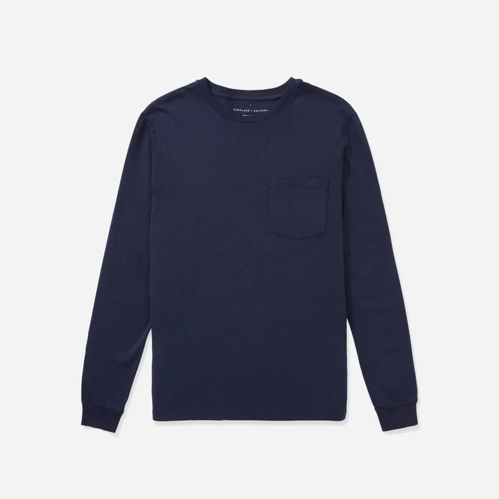 The Organic Cotton Long-Sleeve Pocket Tee | Deep Navy