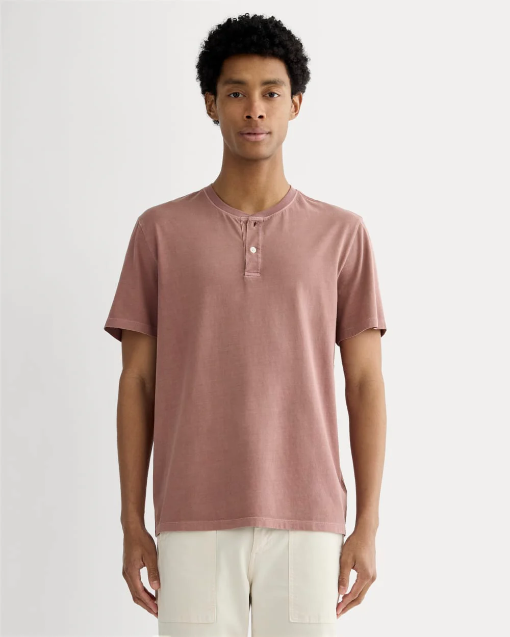The Essential Organic Garment-Dyed Henley | Brown Garment Dye