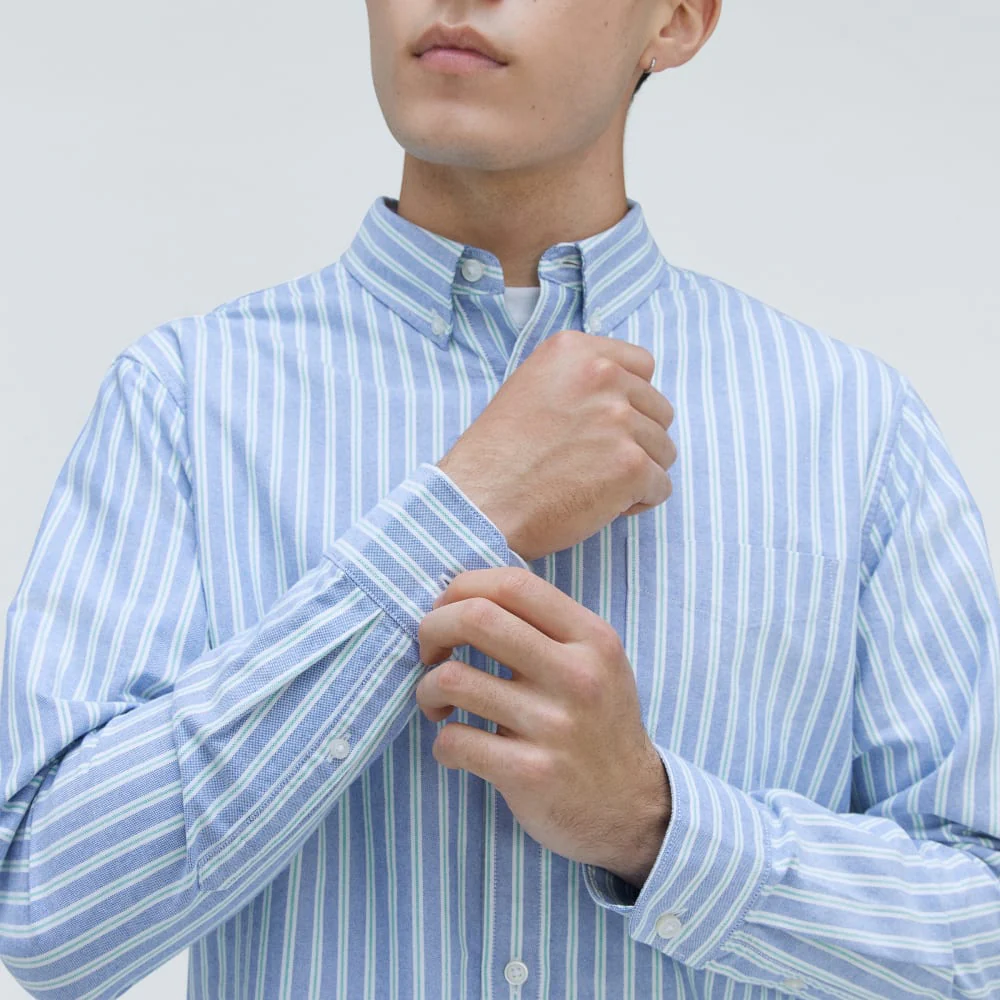 The Standard Fit Japanese Oxford Shirt | Uniform | Lapis Blue / Bright Jade / Optic White | Standard