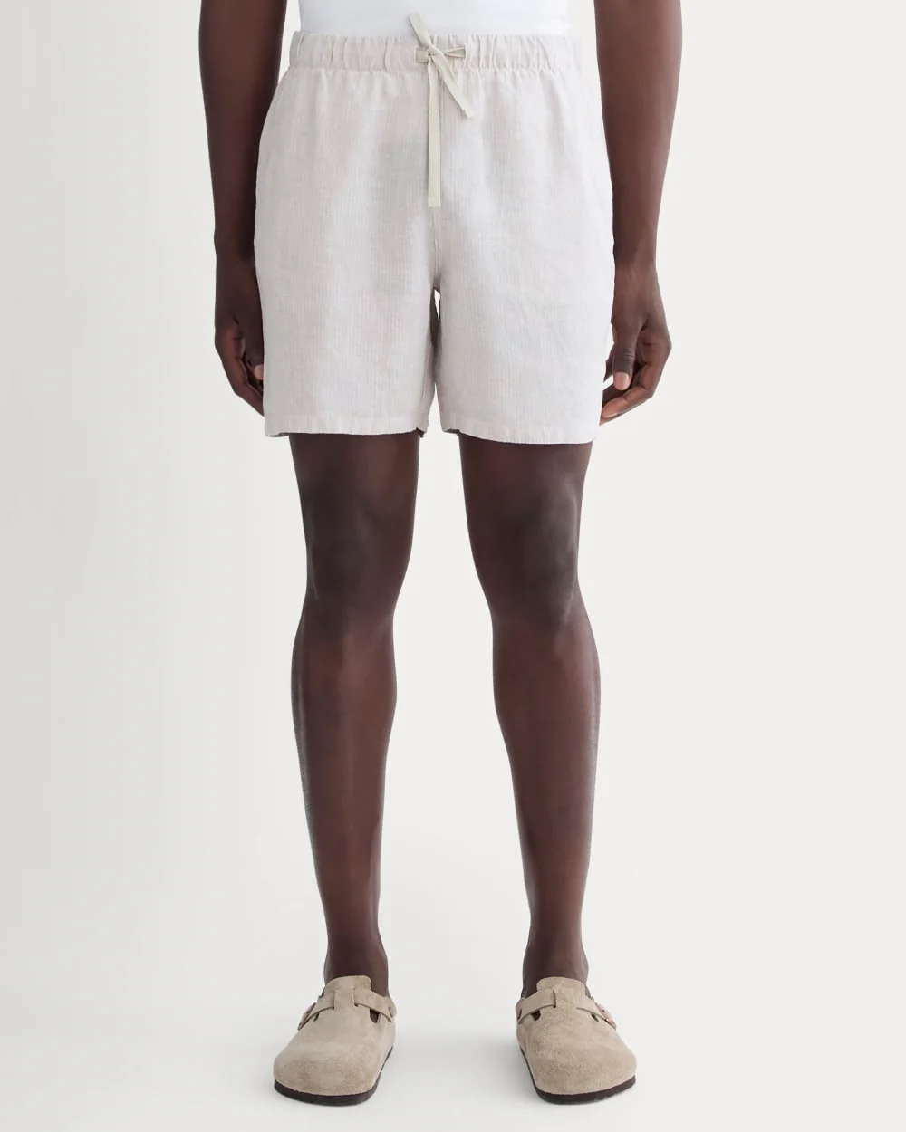 The Linen Easy Short | Stone / White