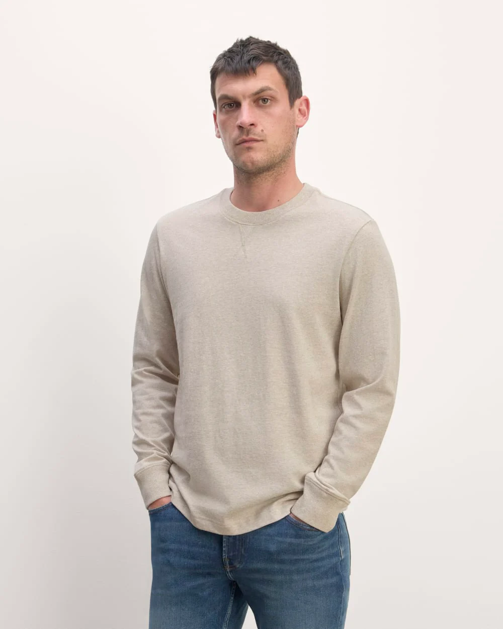 The Premium-Weight Relaxed Crew | Heathered Oatmeal