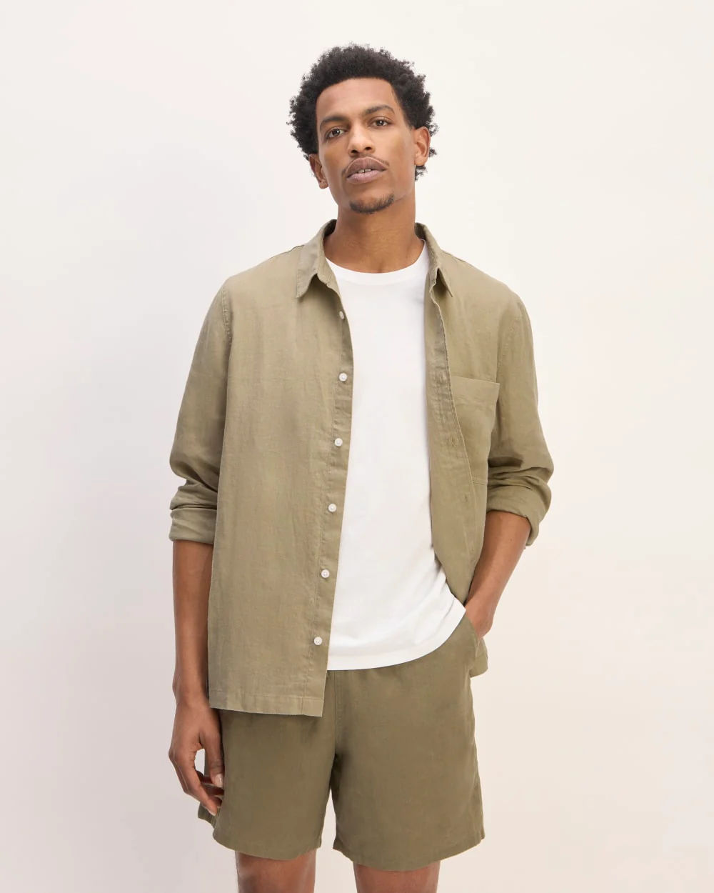 The Linen Straight Hem Shirt | Trench Coat Khaki