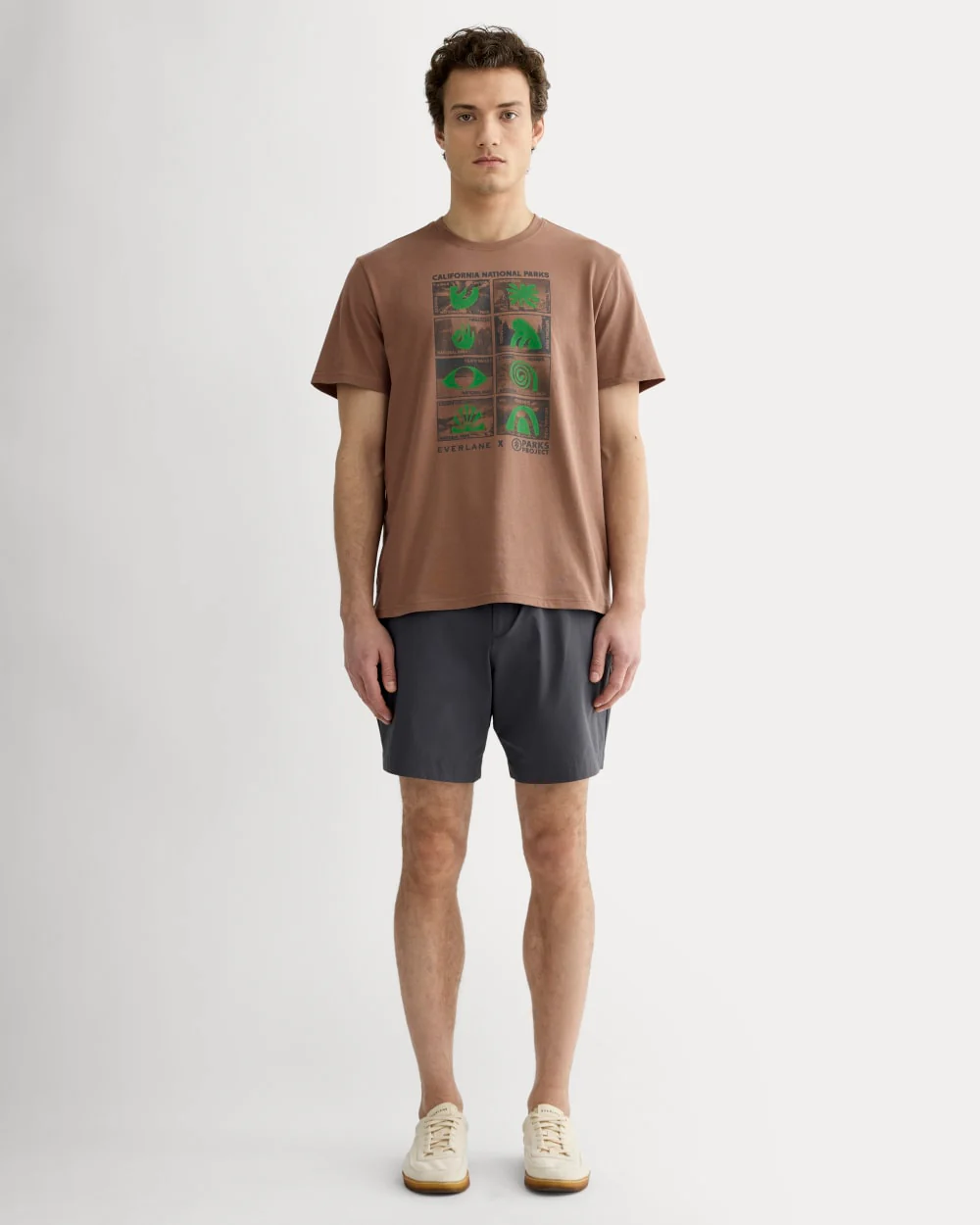 The Everlane x Parks Project Essential Organic Crew | Brown / Green / Forged Iron