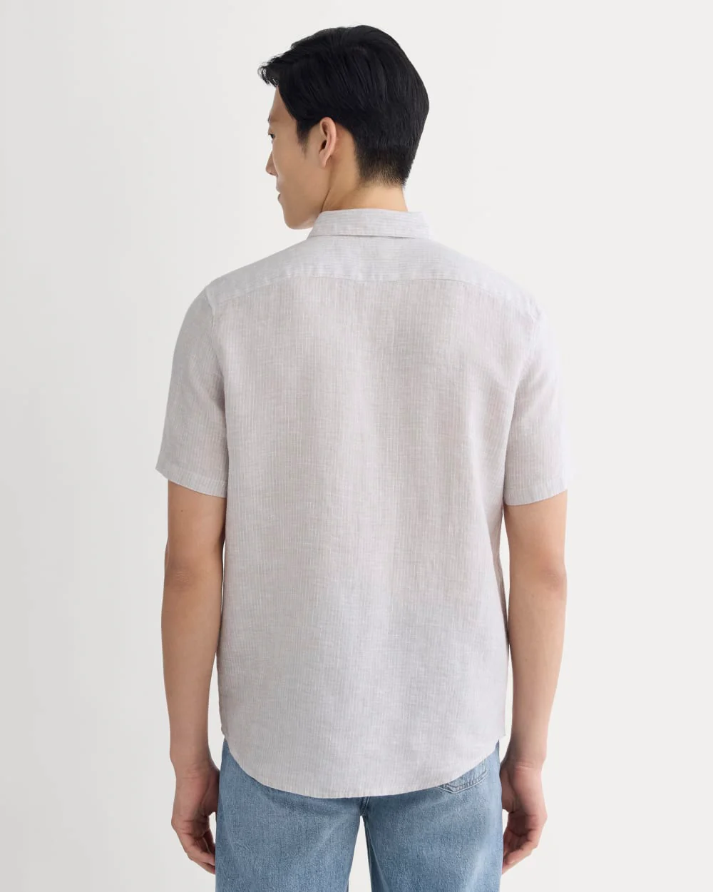 The Classic Short-Sleeve Shirt in Linen | Stone / White