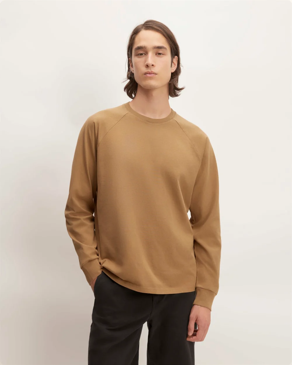 The Premium-Weight Long-Sleeve Crew | Uniform | Toasted Coconut