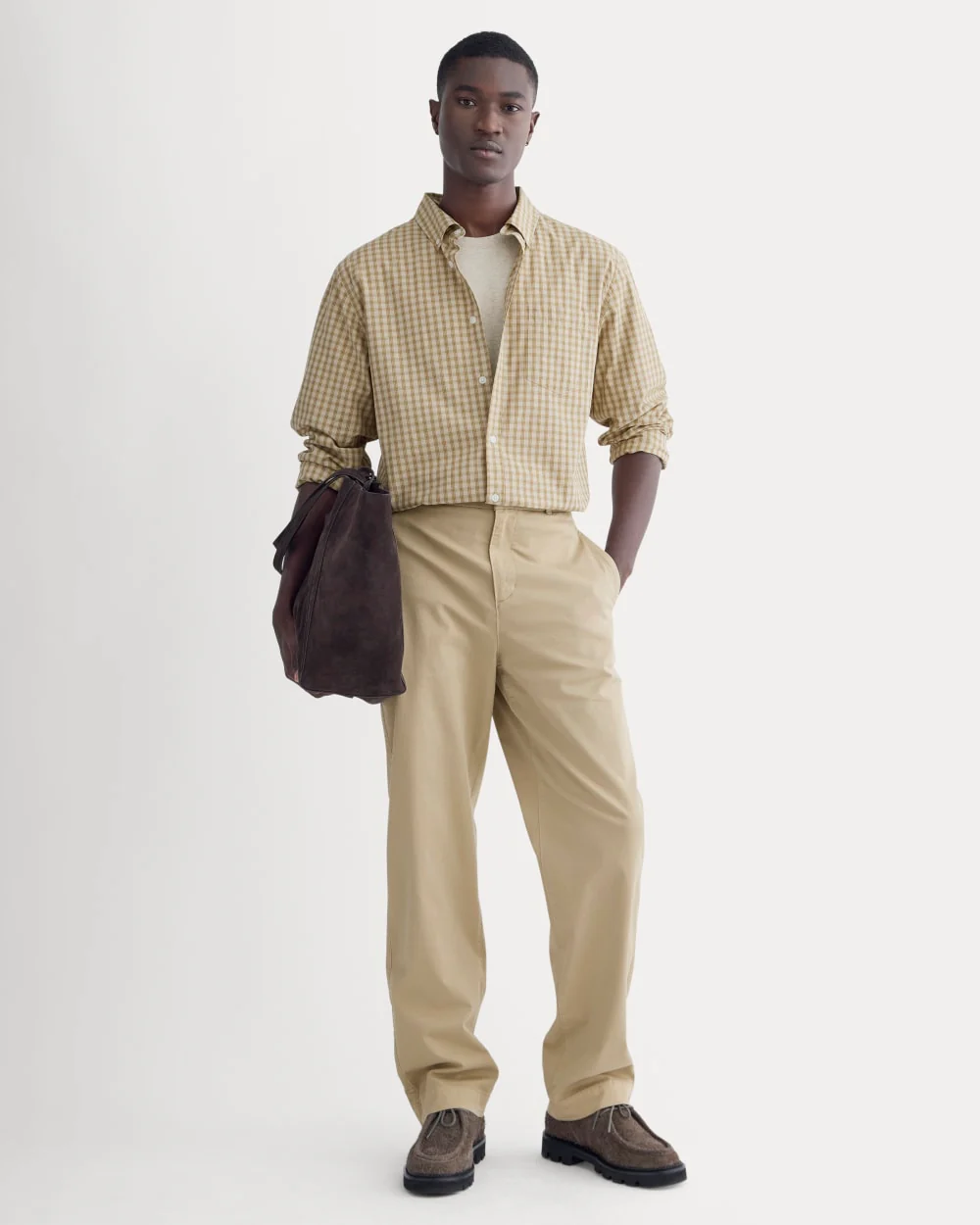 Washed Poplin Shirt | Aged Brass Plaid