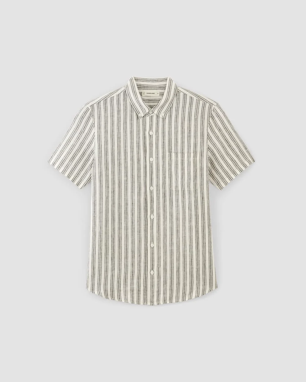The Classic Short-Sleeve Shirt in Linen | Bone / Black