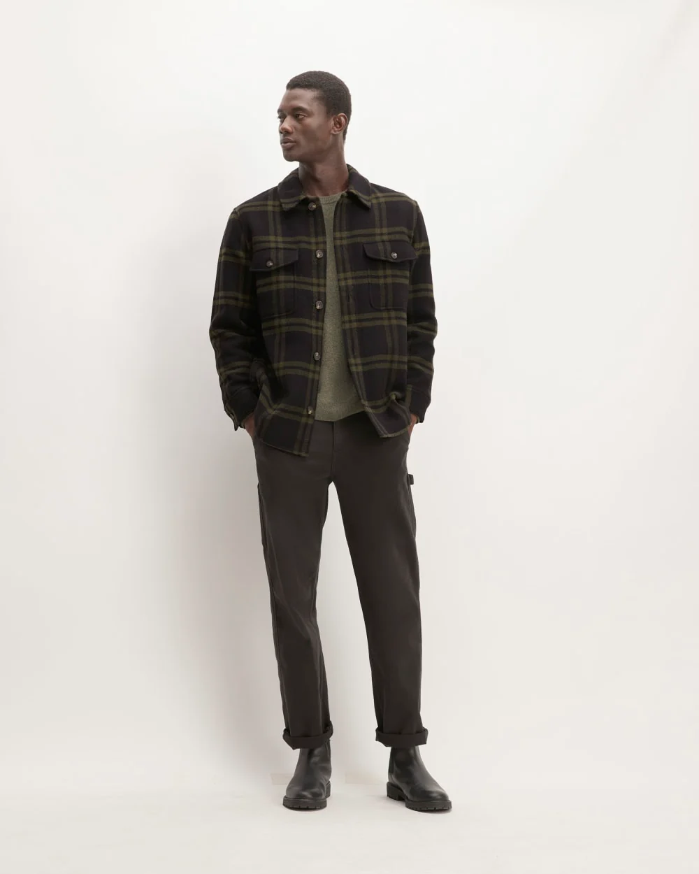The ReWool® Oversized Shirt Jacket | Black / Olive